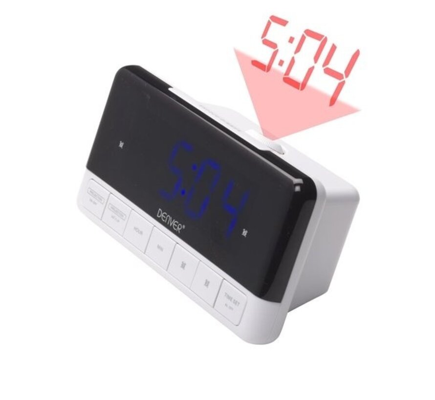 Denver ECP-719NR - Réveil - Réveil - Double alarme - Buzzer - Fonction Snooze - Blanc