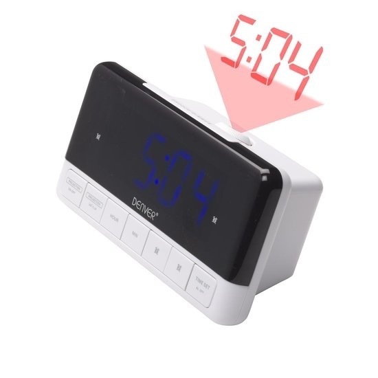 Denver ECP-719NR - Réveil - Réveil - Double alarme - Buzzer - Fonction Snooze - Blanc
