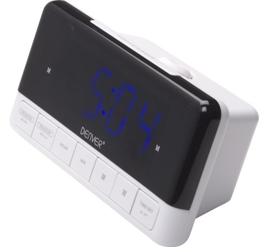 Denver ECP-719NR - Réveil - Réveil - Double alarme - Buzzer - Fonction Snooze - Blanc