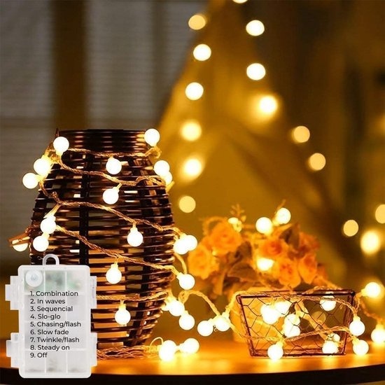 Homèlle Guirlande lumineuse - Lumières de Noël extérieur & intérieur - Blanc chaud - 6 mètres - 50 LEDs