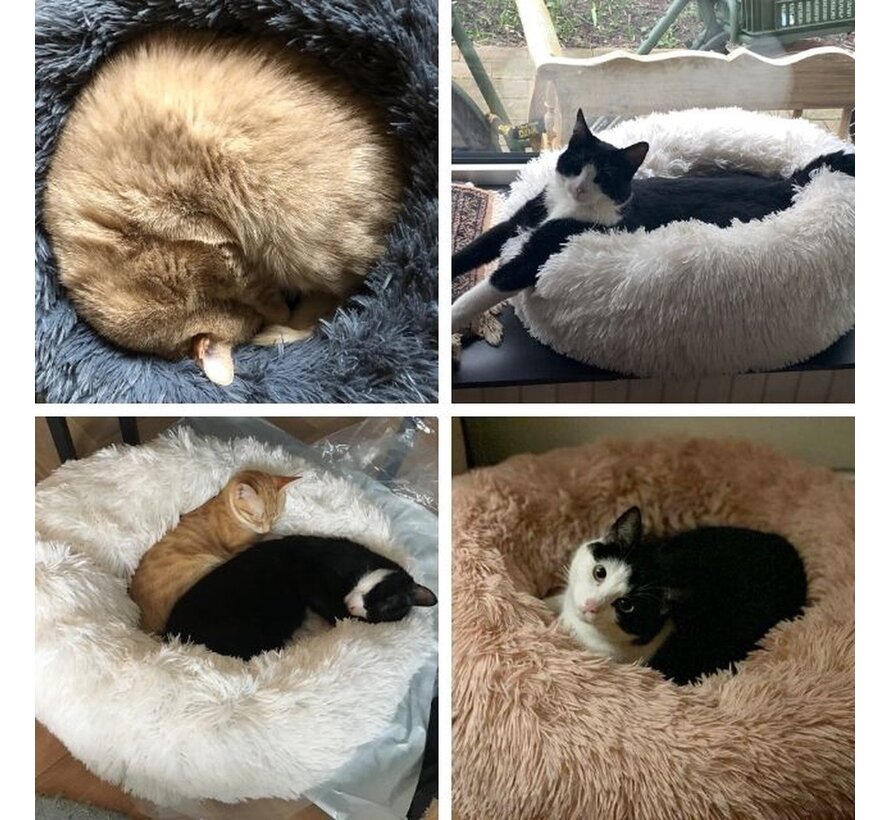 Snoozle Cat Basket - Panier à chat doux et luxueux - Panier à chat rond - lavable - 100cm - Cream Brown