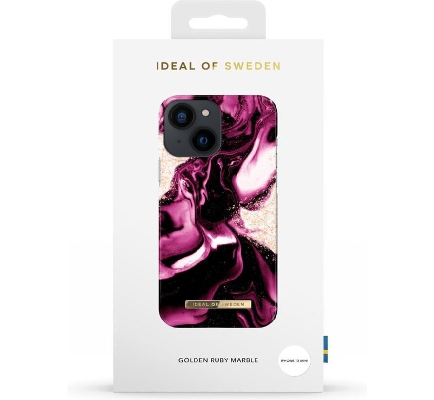 iDeal of Sweden Coque arrière pour iPhone 13 Mini - Coque Fashion - Golden Ruby Marble