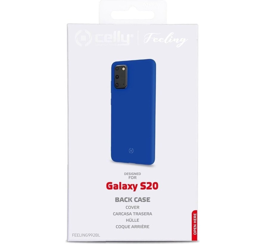 Etui Celly Feeling Samsung S20 - Extérieur en silicone et intérieur anti-rayures - Bleu