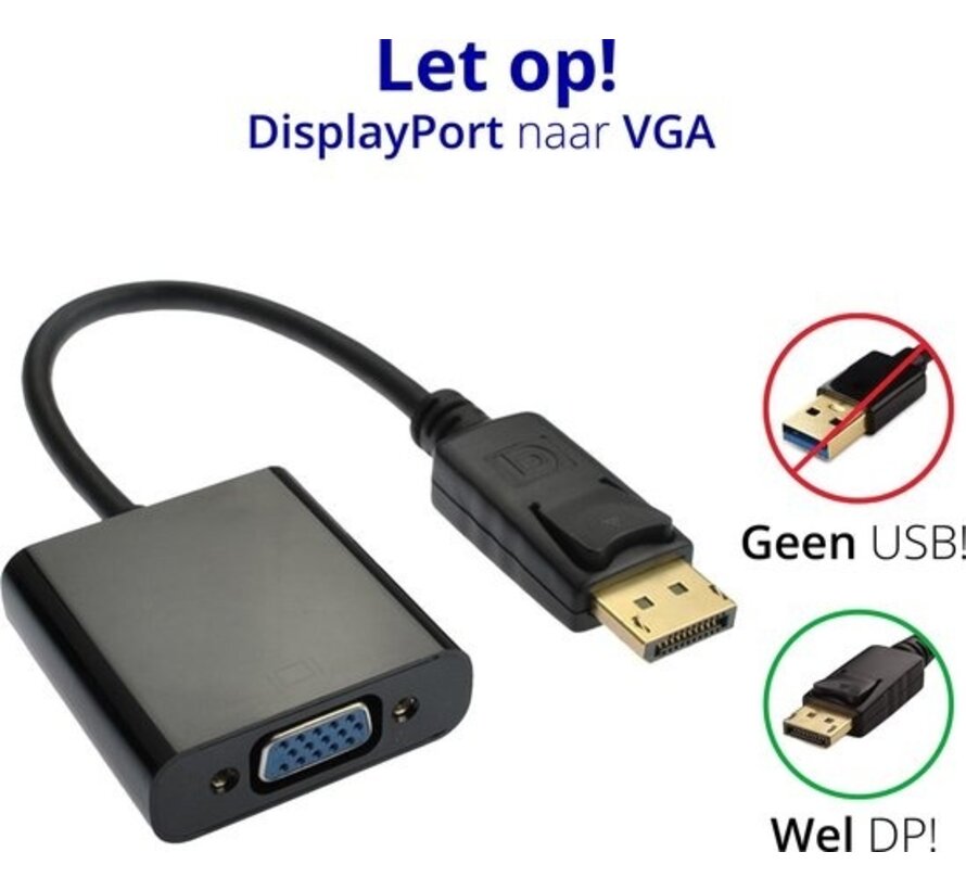 Adaptateur Displayport à VGA - DP à VGA - Adaptateur DP à VGA - Convertisseur Full HD 1080P