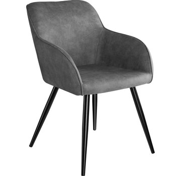 Tectake Tectake - Chaise Marilyn tissu gris/noir SKU : 403666