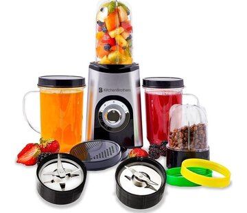 KitchenBrothers Mixeur Smoothie - KitchenBrothers - 13 Pièces - 4  Gobelets - 350W - acier inoxydable