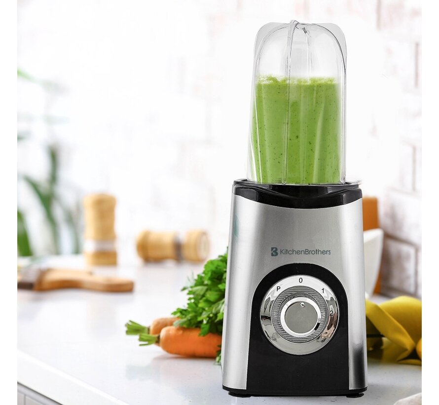 Mixeur Smoothie - KitchenBrothers - 13 Pièces - 4  Gobelets - 350W - acier inoxydable