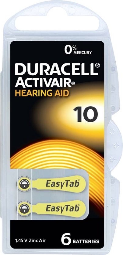 Pile non rechargeable Duracell DA10 1,4V pour appareils auditifs
