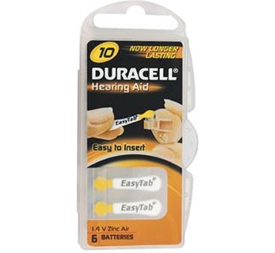 Pile non rechargeable Duracell DA10 1,4V pour appareils auditifs