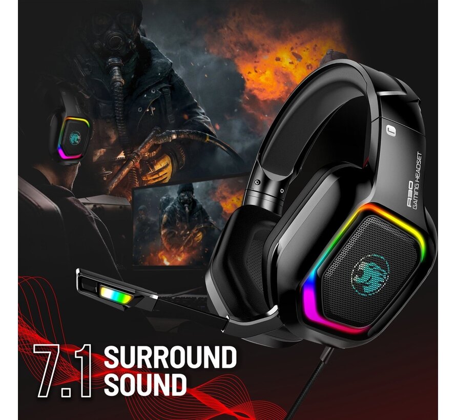 Casque de jeu avec microphone - Casque PS4, PS5, Xbox One, Xbox Series et PC - 7.1 Surround Sound