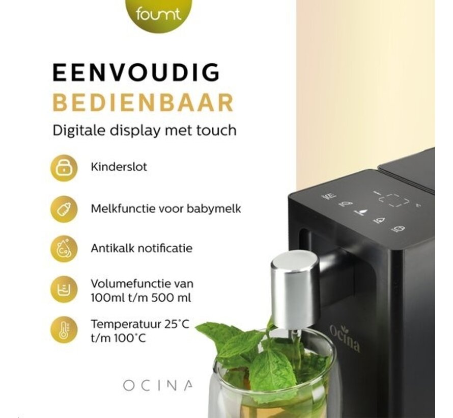 Ocina Distributeur d'eau chaude avec affichage numérique - Bouilloire instantanée de luxe - 3 litres - Noir