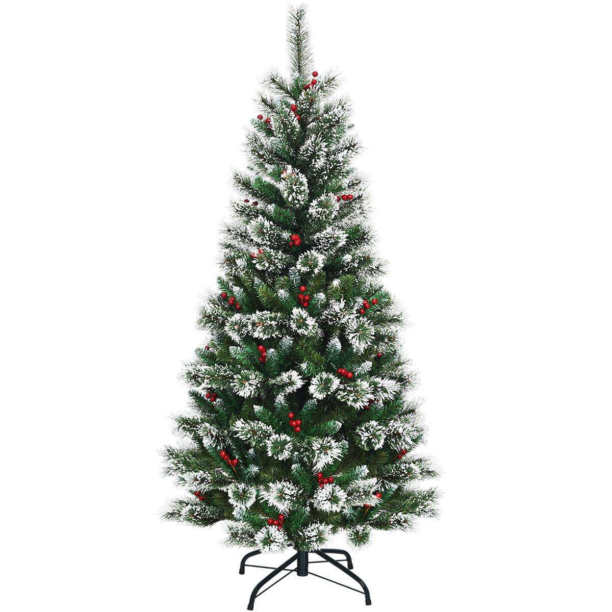 Coast 180 cm sapin de Noël artificiel avec flocons de neige, baies rouges et pommes de pin vertes