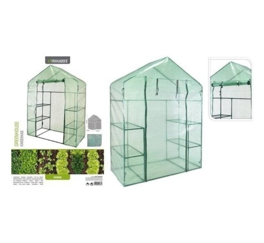 Serre de jardin Pro Garden - pour légumes et plantes -143 x 73 x 195 cm - 2 étagères - Vert