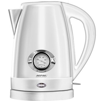 MPM Mpm - bouilloire moderne rétro avec indicateur de température - 1,7 litres - blanc