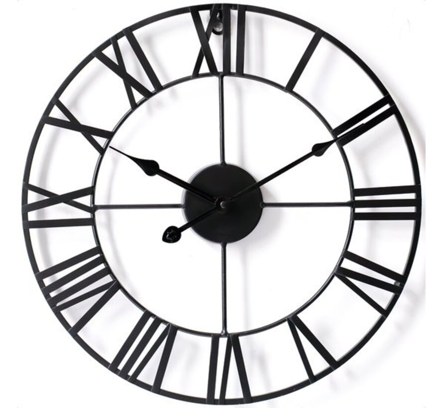 Goliving Horloge murale àl'ancienne - Horloge murale moderne - Métal - Vintage - Ø 40cm - Noir