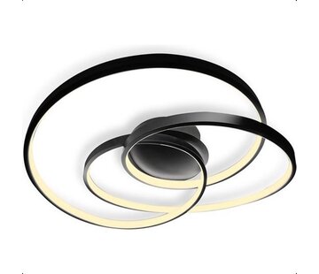 Goliving Goliving Spiral Ceiling Lamp - Plafonnier - Salon - Chambre à coucher - Anneaux LED - 35w - Ø 63 cm - Noir