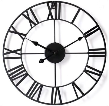 Goliving Horloge murale industrielle Goliving - Mouvement silencieux - Horloge murale moderne - Métal - Ø 70cm - Noir