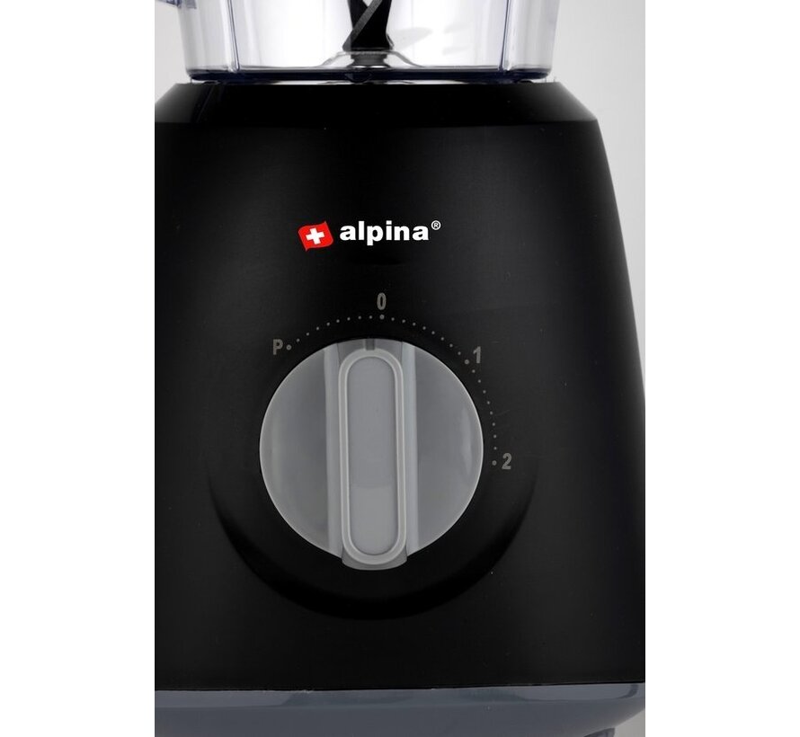 alpina Blender - 1,5 Litre - 400 Watt - Fonction Turbo - Bol en plastique - Noir