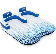 Bestway Bestway Lit à air 2 personnes - Hydro Force Indigo Wave Double Lounge - 183 x 176 CM - Jouets de piscine - avec porte-gobelets, accoudoirs et dossiers - Bleu/Blanc