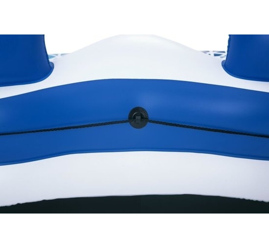 Bestway Lit à air 2 personnes - Hydro Force Indigo Wave Double Lounge - 183 x 176 CM - Jouets de piscine - avec porte-gobelets, accoudoirs et dossiers - Bleu/Blanc