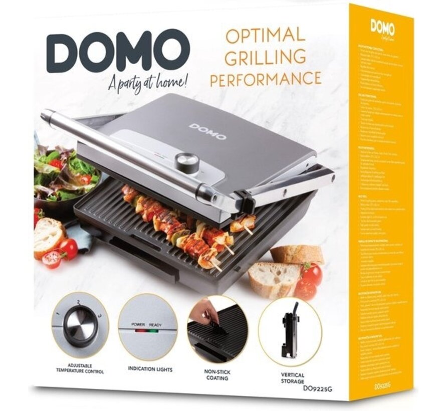 Domo DO9225G - Gril à panini - Boîtier Cool touch
