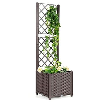 Coast Coast Banc pour plantes avec treillis - 40 x 40 x135 cm - Brun