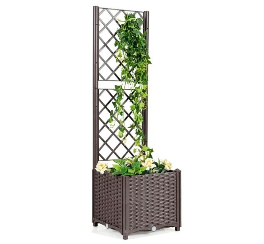 Coast Banc pour plantes avec treillis - 40 x 40 x135 cm - Brun