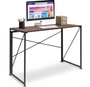 LifeGoods LifeGoods Bureau pliable - avec chemins de câbles - 100 x 75 x 50 cm - Bois/Acier - Marron/Noir