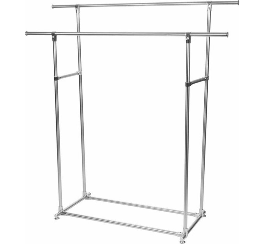 Perel - Etagère à vêtements en métal - 2 barres - capacité de charge 75kg - 145x50x155cm