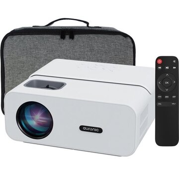 Auronic Projecteur 170 pouces - Auronic Beamer - Télécommande et sac de transport - 10 000 Lumens - WiFi  - Full HD - Câble HDMI - Blanc