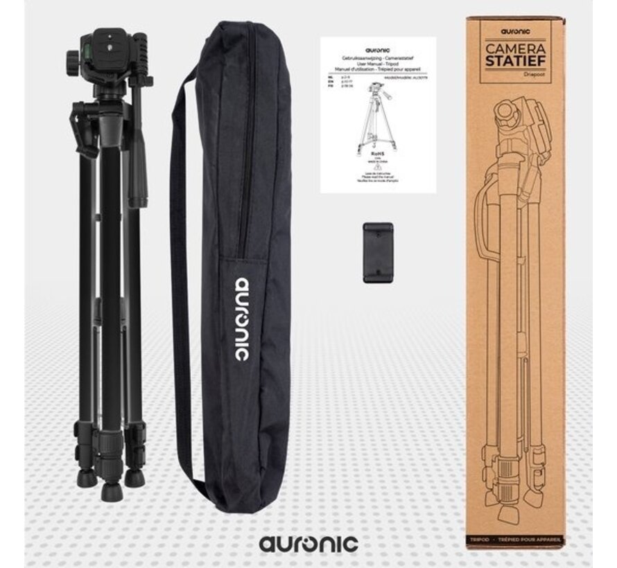 Auronic Tripod - Appareil photo ou téléphone - Trépied avec support pour smartphone - Noir