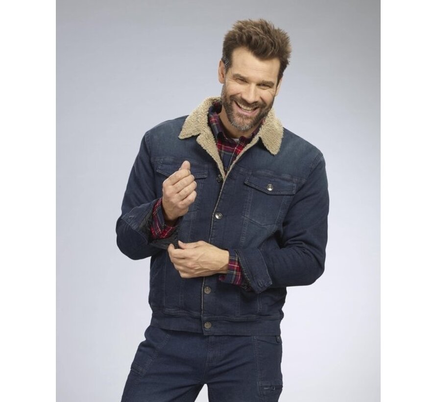 Veste en jean avec doublure teddy, couleur bleu jean, taille M