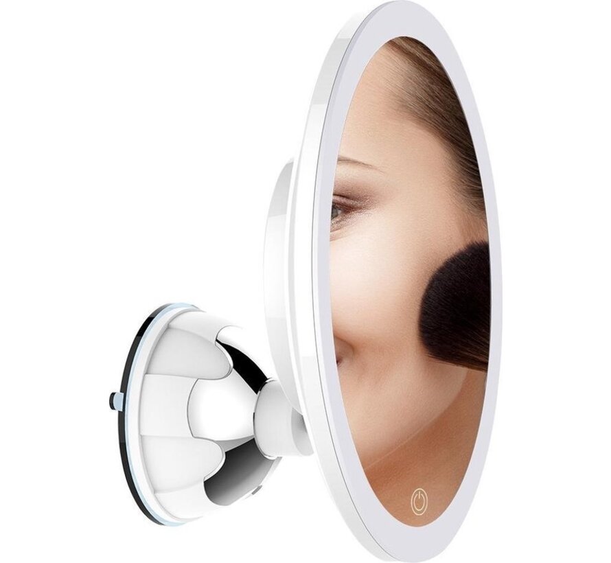 Innovision Miroir de maquillage avec éclairage et ventouse - réglable sur 360° - grossissement 10x