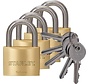 Stanley Padlock Set with Key - 4 Pieces - 50 MM - Solid Brass Locks