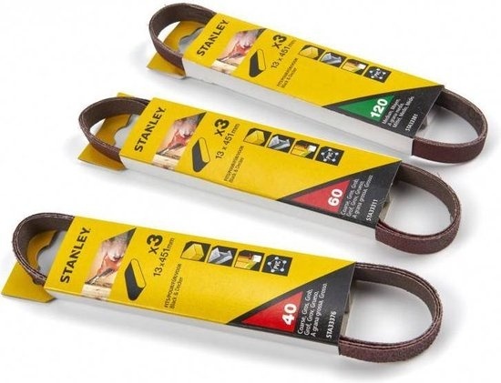 Bande abrasive Stanley K120 pour powerfile KA900E 13 x 455 mm 3 pièces
