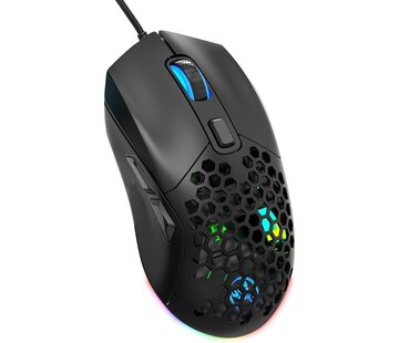 HxSJ HXSJ X300 Optical Gaming Mouse - Ultra light - Eclairage RGB - Boîtier arrière remplaçable - 7200DPI - Noir