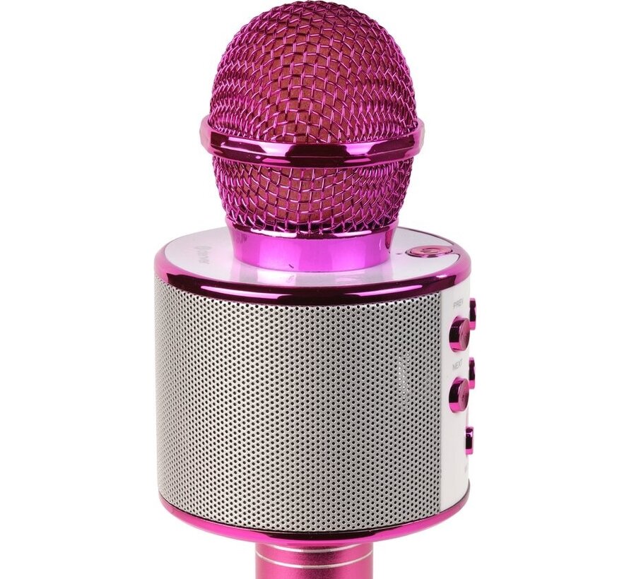 Denver Karaoke Microphone Bluetooth - Sans fil - Ensemble Karaoké - Haut-parleur intégré - AUX - MicroSD - KMS20 - Rose
