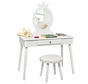 Coast Children Vanity Make-up Dressing Table Princesse avec tiroir et tabouret souple pour petites filles Blanc