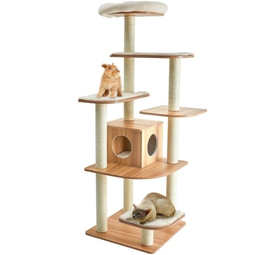 Arbre à chat moderne Coast 175 cm avec corde en sisal de haute qualité résistante aux griffes Arbre à chat à colonne avec rembourrage en peluche douce