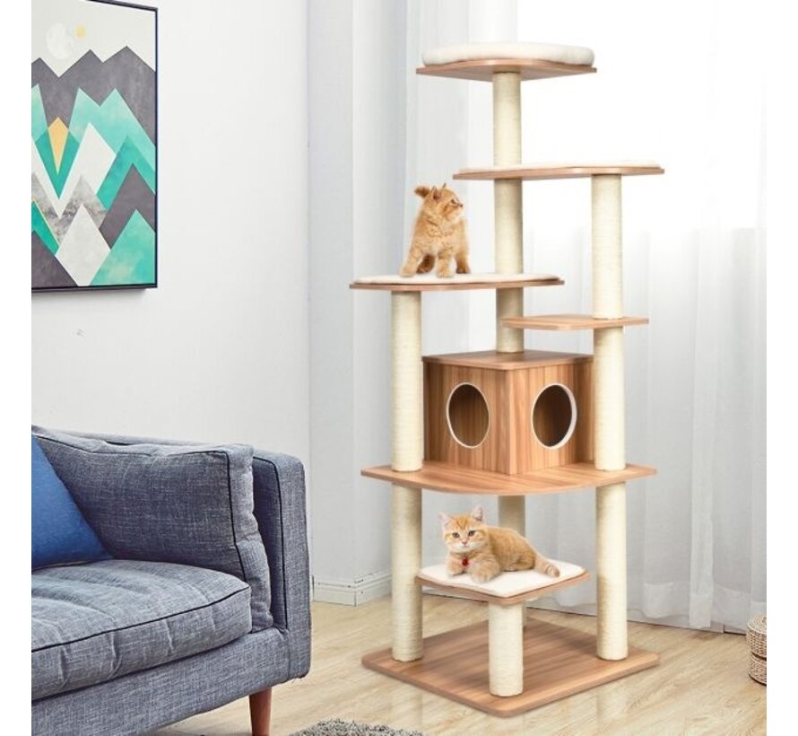 Arbre à chat moderne Coast 175 cm avec corde en sisal de haute qualité résistante aux griffes Arbre à chat à colonne avec rembourrage en peluche douce