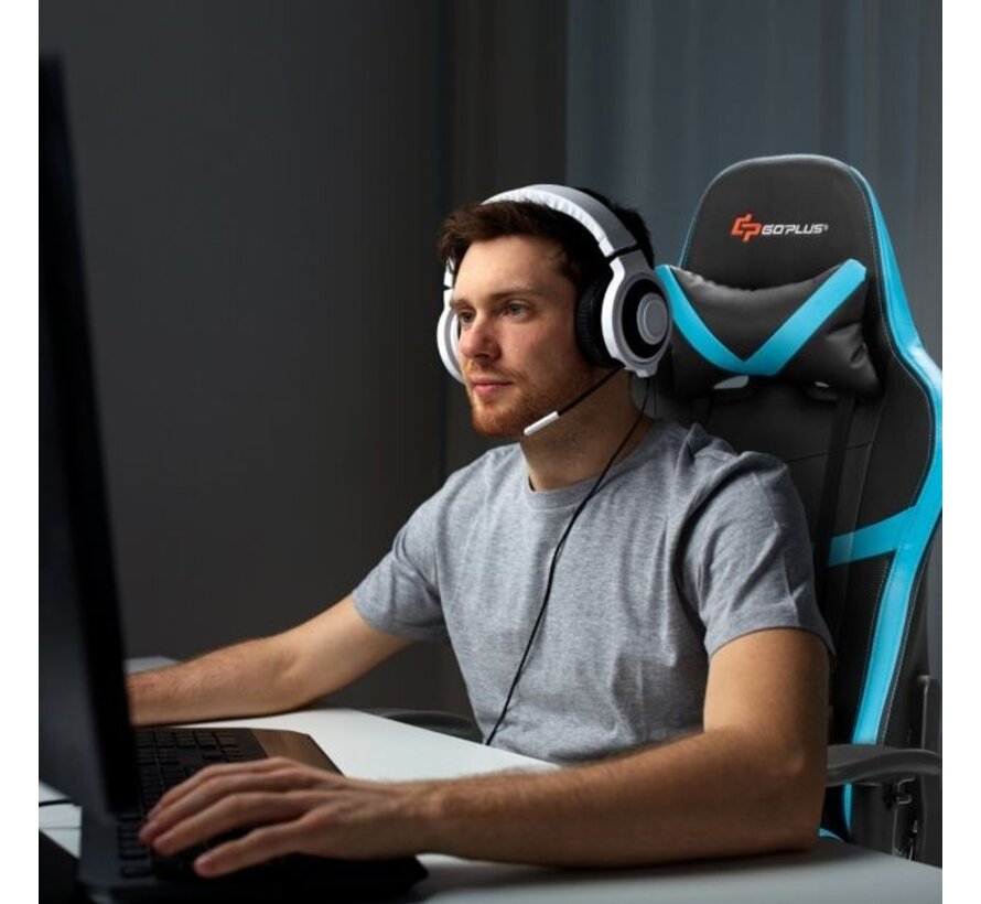 Coast Gaming Chair Chaise ergonomique pour PC avec support pour la tête et le lombaire Bleu