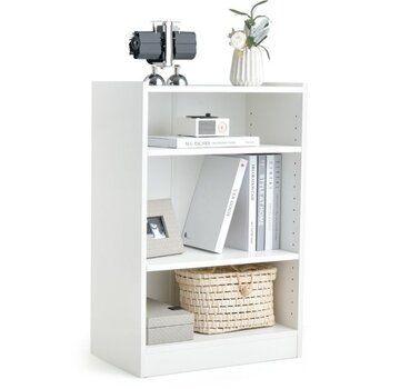 Coast Coast Bookcase Standing Rack with 3 Compartments Shelf with Adjustable Shelves 30 x 50 x 75 cm White