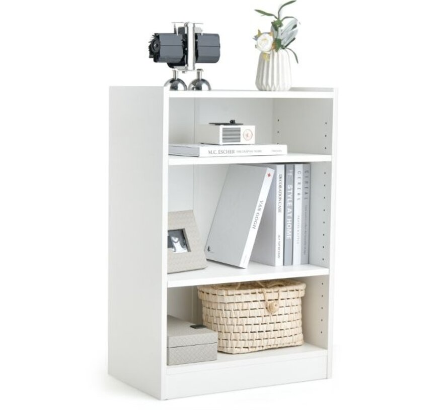 Coast Bookcase Standing Rack with 3 Compartments Shelf with Adjustable Shelves 30 x 50 x 75 cm White