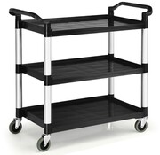 Coast Coast 3-Stage Serving Trolley Multifunctional Trolley with Handles and 4 Wheels Kitchen Trolley Side Trolley Metal Trolley Black