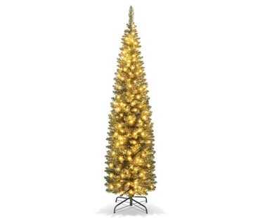 Coast Coast Artificial Christmas Tree of 180 cm Arbre de Noël illuminé en forme de crayon avec 390 branches 180 lumières LED blanc chaud et support en métal