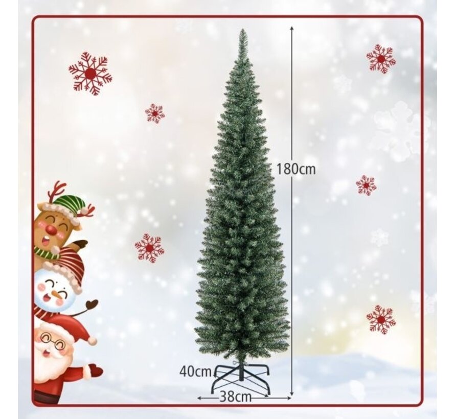 Coast Artificial Christmas Tree of 180 cm Arbre de Noël illuminé en forme de crayon avec 390 branches 180 lumières LED blanc chaud et support en métal