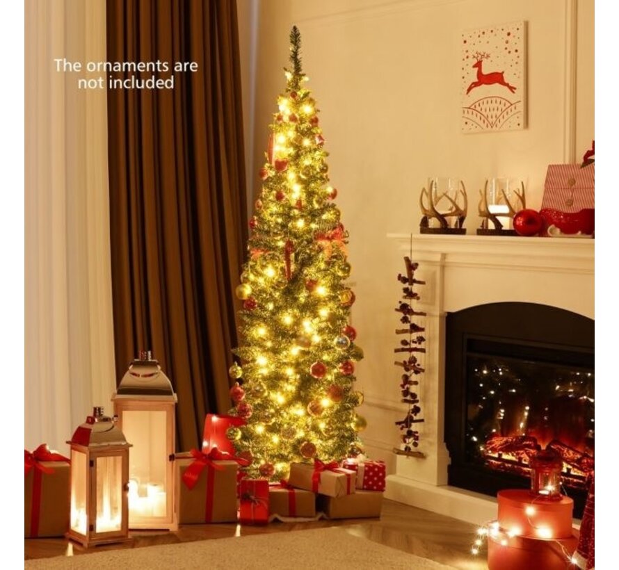 Coast Artificial Christmas Tree of 180 cm Arbre de Noël illuminé en forme de crayon avec 390 branches 180 lumières LED blanc chaud et support en métal