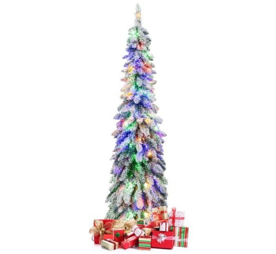 Coast Arbre de Noël artificiel de 150 cm de haut Arbre de Noël floqué avec 334 branches en PVC 150 lumières LED 2 couleurs de lumière Minuterie et 11 modes