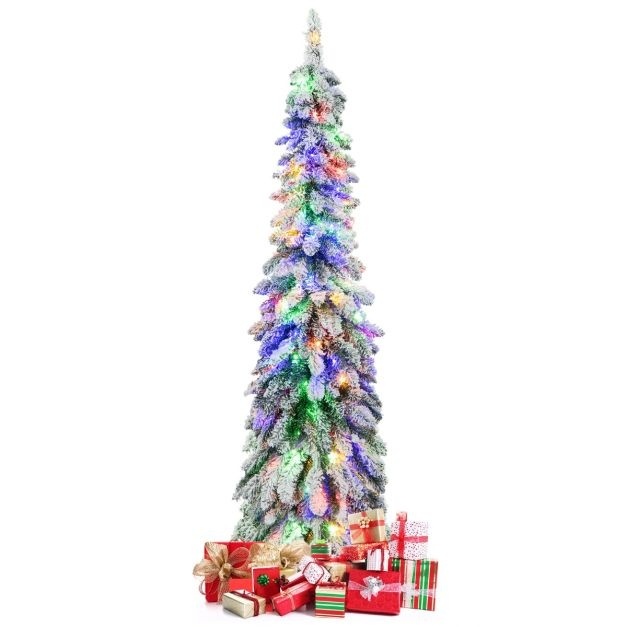 Coast Arbre de Noël artificiel de 150 cm de haut Arbre de Noël floqué avec 334 branches en PVC 150 lumières LED 2 couleurs de lumière Minuterie et 11 modes