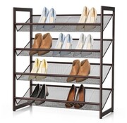 Coast Coast Shoe Rack with 4 Levels Support à chaussures peu encombrant avec étagères réglables Rack de rangement empilable 74 x 30.5 x 82 cm